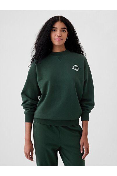 GAP Kadın Yeşil Gap Logo Bisiklet Yaka Sweatshirt