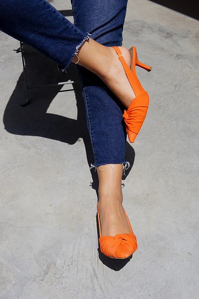 LAMİNTA Loop Orange Knot Detailed Women's Heeled Shoes