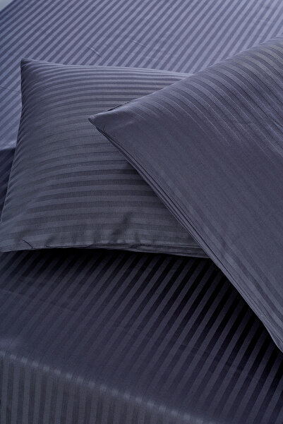 Komfort Home Single Striped Cotton Sateen Sheet Set / Anthracite
