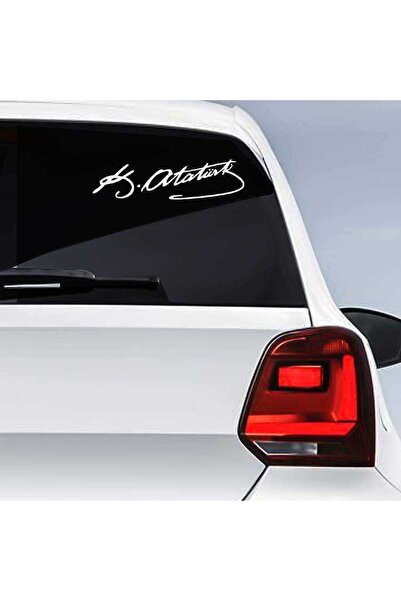 Asilmeydan Mustafa Kemal Atatürk Imza Oto Sticker Etiket Beyaz