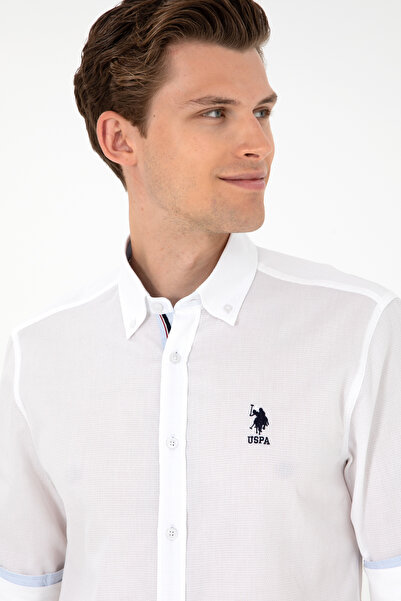U.S. Polo Assn. Ανδρικό λευκό μακρυμάνικο πουκάμισο 50291240-VR013