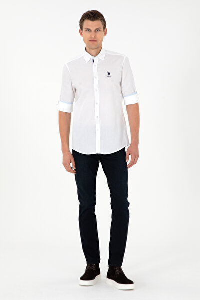 U.S. Polo Assn. Ανδρικό λευκό μακρυμάνικο πουκάμισο 50291240-VR013