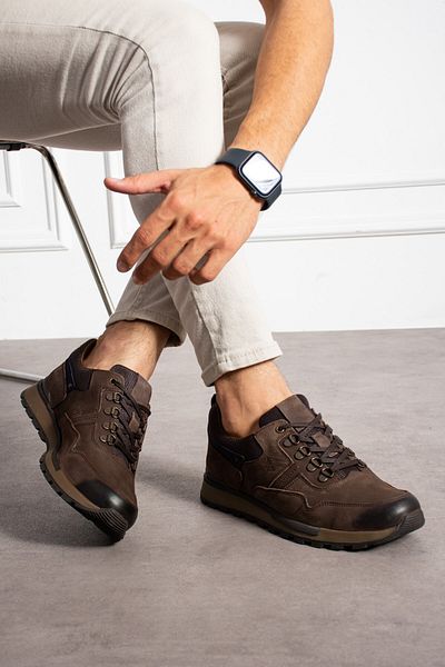 AlbiShoes Ανδρικά παπούτσια από γνήσιο δέρμα, αντιολισθητική σόλα, ανθεκτική στο νερό, χειμερινά ανατομικά παπούτσια πεζοπορίας εξωτερικού χώρου