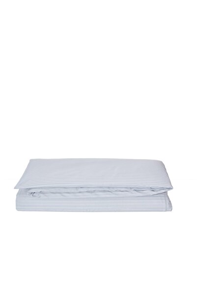 Komfort Home غطاء لحاف من الساتان القطني المخطط مزدوج / رمادي فاتح