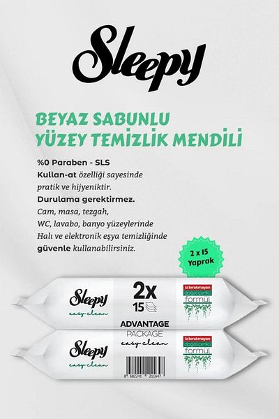 Sleepy 100Pcs with White Soap, Washing Water 100Pcs Surface Wipes, Easy Clean 2X15 and Rosie