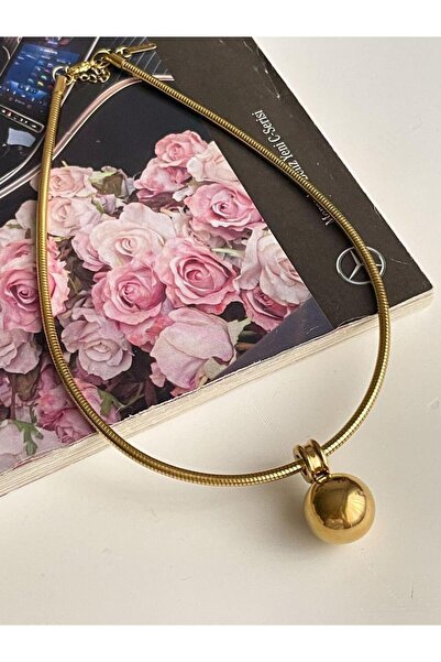 Genel Markalar Çelik Gold Topçuklu Cocker Kolye (44 Cm)