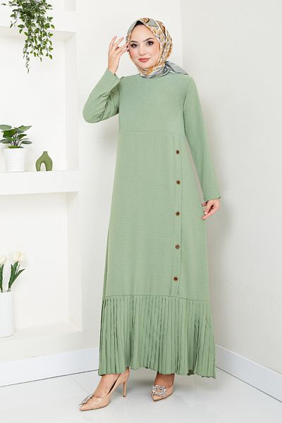 ModaMerve Çağla Pleated Skirt Dress - 2398Hbs932-M