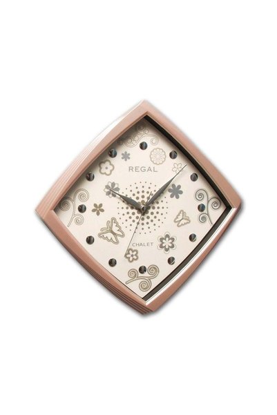Regal 0434 PI Basamaklı Köşeli Çiçekli Kadran Duvar Saatı