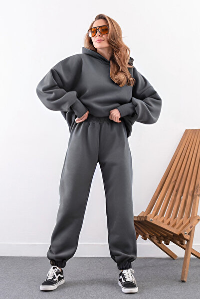 YAKAMEL Γυναικείο σετ φόρμας jogger με ψηλή μέση, 3 κλωστές, χοντρό σαροντάλι...