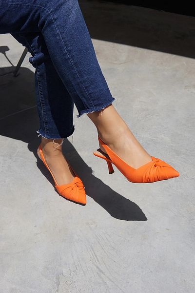 LAMİNTA Loop Orange Knot Detailed Women's Heeled Shoes