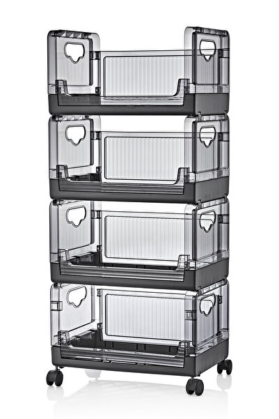 MissClean منظم أنثراسايت مكون من 4 قطع - رف تخزين متحرك قابل للتكديس والطي