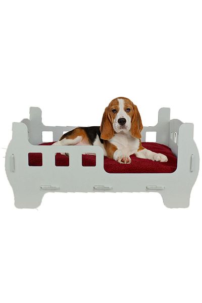 Evene Large Dog Bed Decorative Wooden Durable White Color Crib Cot Model