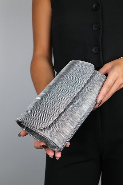 LuviShoes AGO Platinum Gestreifte Damen-Abendtasche