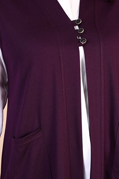 Ferace Women's Hijab Clothing Summer Lycra Vest Large Size Buttoned Vest Plum