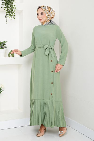 ModaMerve Çağla Pleated Skirt Dress - 2398Hbs932-M
