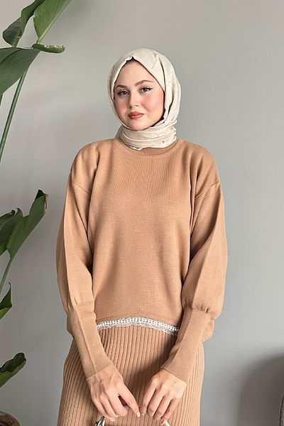 InStyle Σετ πλεκτών Stoned Gilet Camel