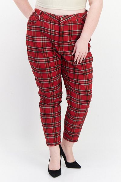 Tommy Hilfiger Women Plus Size Checkerd Skinny Pants, Red