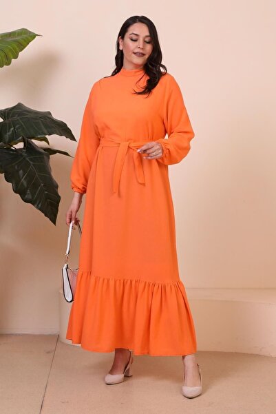 Ferace Large Size Dress Long Sleeve Women's Hijab Dress Pleated