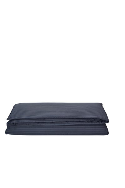 Komfort Home غطاء لحاف من الساتان القطني المخطط فرديًا / أنثراسايت