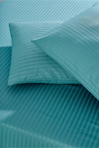 Komfort Home Double Striped Cotton Satin Sheet Set / P. Green