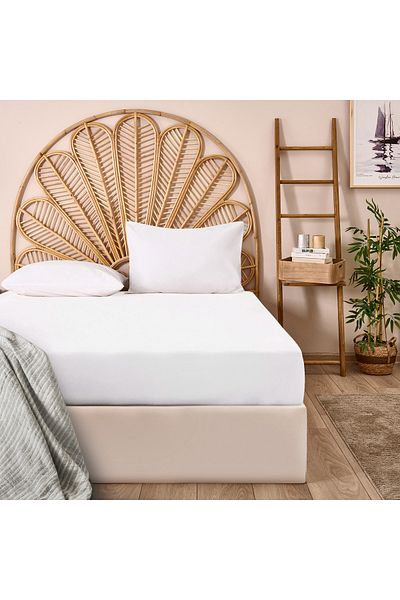 Evidea Soft Single Fitted Sheet - White - 100X200 cm