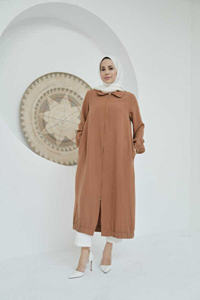 Neways 6644- Yakalı Fermuarlı Kap Açık Kahve