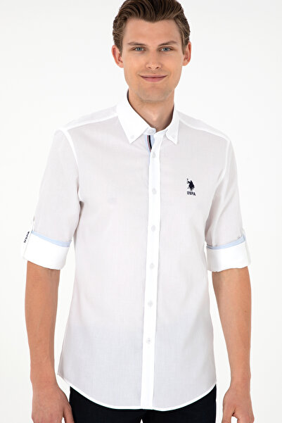 U.S. Polo Assn. Ανδρικό λευκό μακρυμάνικο πουκάμισο 50291240-VR013