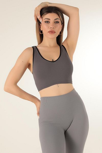 Doremi Seamless Ribbed V-Neck Flexible Strap Sports Bra