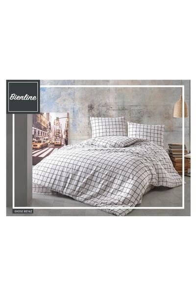 Komfort Home طقم غطاء لحاف فردي من Ranforce / أبيض منقوش