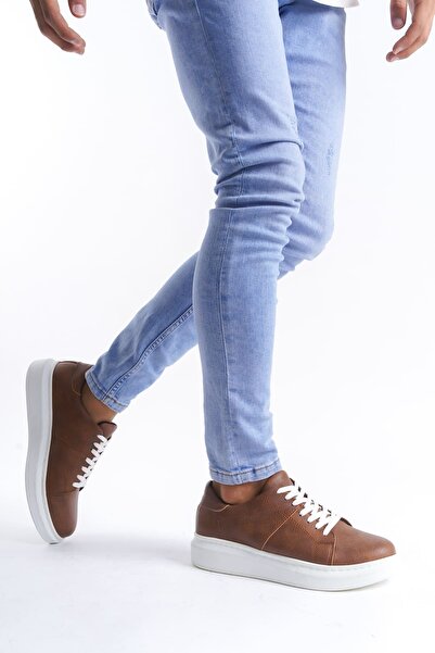 Zerenyus SLW151 Boost Lace-up Skin Ανδρικά παπούτσια casual sneaker καφέ λευκό