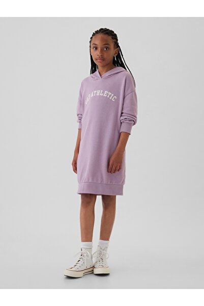 GAP Kız Çocuk Lila Vintage Soft Gap Logo Sweatshirt Elbise