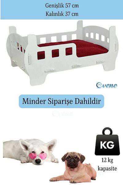 Evene Large Dog Bed Decorative Wooden Durable White Color Crib Cot Model