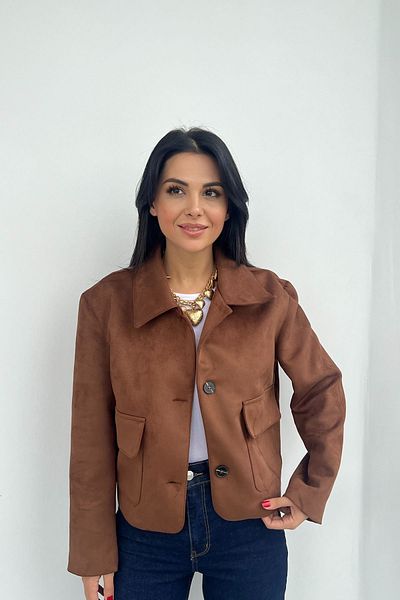Seda Yalçın Atelier Tan Lined Suede Jacket with Cargo Pockets
