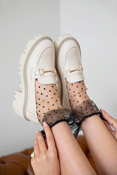 STRASWANS Ravi Жіночі шкіряні туфлі-мокасини бежевого кольору