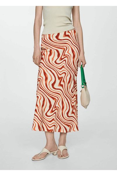 MANGO Woman Μακριά φούστα με σχέδια