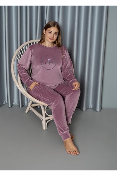 Lady Lilac Plus Size Velvet Pajama Set