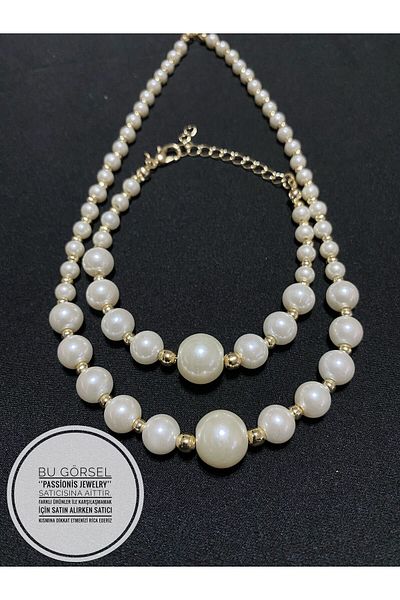 Passionis Jewelry Pearl Necklace Bracelet Set