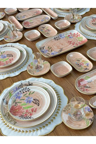 MD MİMOZA DEKOR 94 Piece Breakfast Set - 12 Person and Spring Set