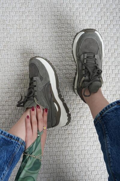 Guja Nona Original Guja Imported Genuine Leather Women's Sneakers - Khaki