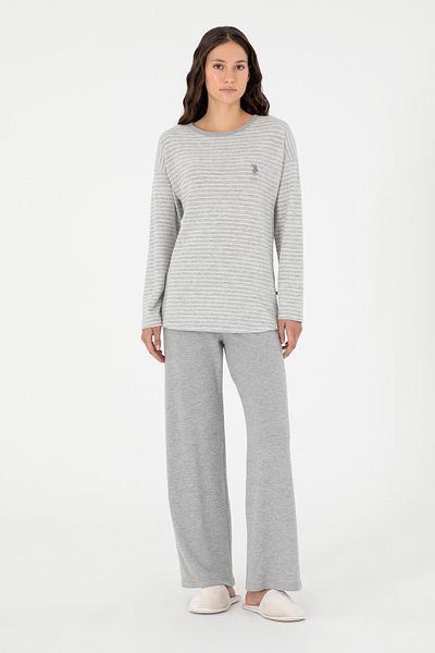 U.S. Polo Assn. Women's Gray Melange Pajama Set 50302036 -Vr086