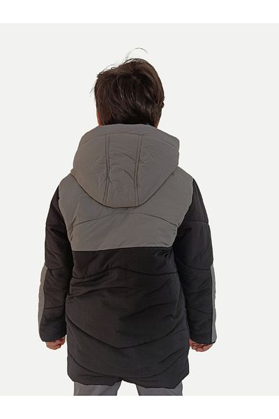 Casabony Palton unisex pentru copii, gri negru, impermeabil, din fibră fragmentată