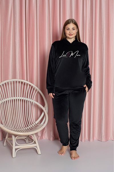 Lady Black Plus Size Velvet Pajama Set