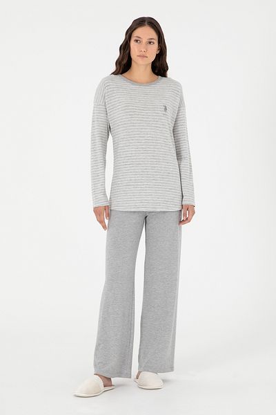 U.S. Polo Assn. Women's Gray Melange Pajama Set 50302036 -Vr086