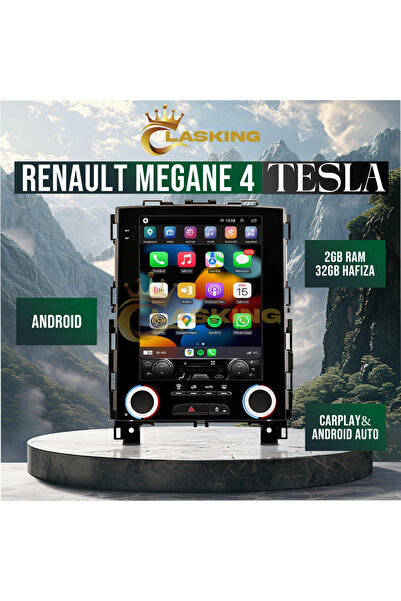 ClasKing RENAULT MEGANE 4 TESLA EKRAN CARPLAY ANDROİD MULTİMEDİA  2GB RAM 32 ...