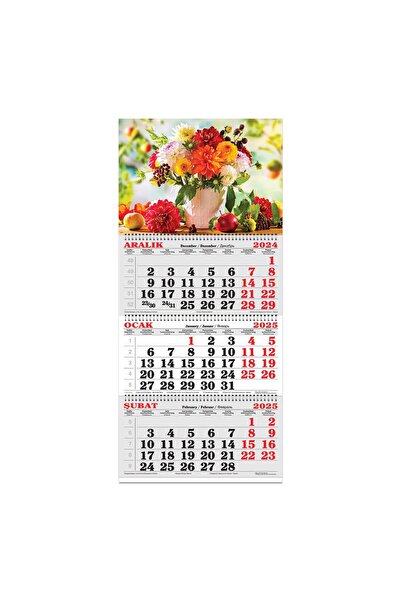 KESKİN COLOR 2025-3 Aylık Spiralli Jumbo Denizci Takvim-Çiçek