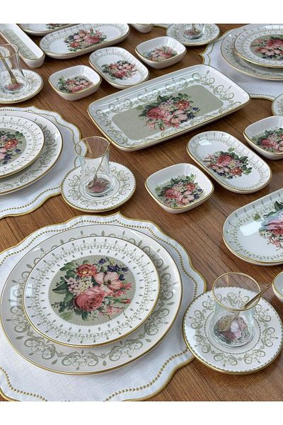 MD MİMOZA DEKOR Glorya Breakfast Set for 12 94 Pieces
