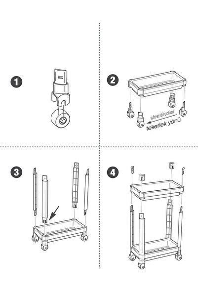 Ecolux Набір з 2-х полиць-органайзерів на коліщатках білого кольору, шафи для ванної кімнати, кухонної стільниці та дозатора для миючого засобу під раковину СІРИЙ