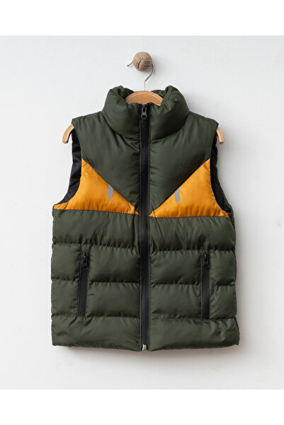 WİNİMO KİDS Vestă puf pentru băieți cu buzunare cu fermoar 1-6 ani kaki