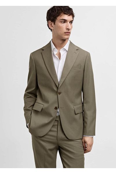 MANGO Man 100% παρθένο μάλλινο σακάκι blazer με λεπτή εφαρμογή