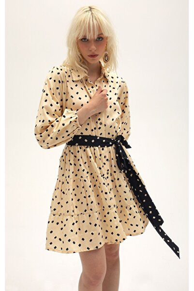 Pilea Pamuk Kumaştan Mini Katlı Kolları Büzgülü Elbise - My -